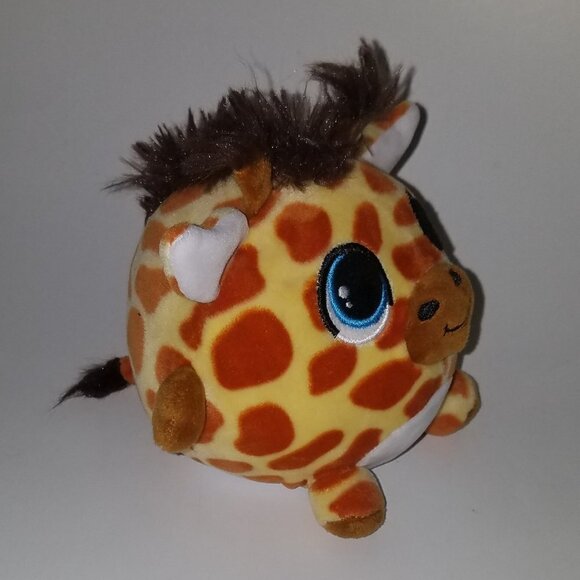 Peek-A-Boo Yellow Brown Giraffe Plush Lovey 5.5" Stuffed Animal Toy Ball - Picture 4 of 8